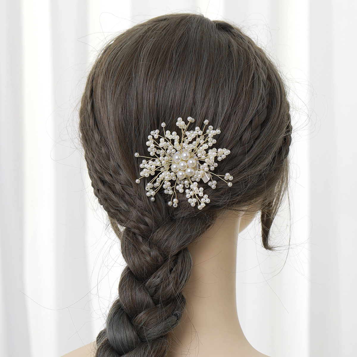 Women's Fairy Style Princess Bridal Flower Imitation Pearl Handmade Inlay Artificial Pearls Rhinestones Hair Clip Insert Comb display picture 9