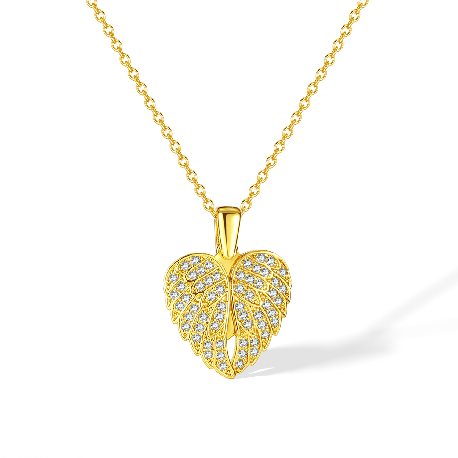 Wholesale IG Style Shiny Heart Shape Wings 304 Stainless Steel Copper Inlay Zircon Pendant Necklace display picture 1