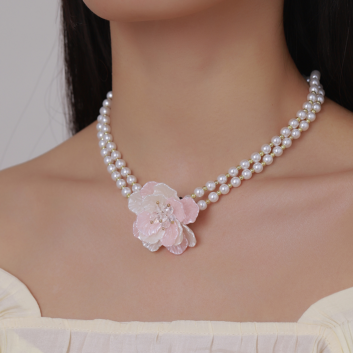 IG Style Sweet Flower Imitation Pearl Beaded Women's Necklace display picture 3