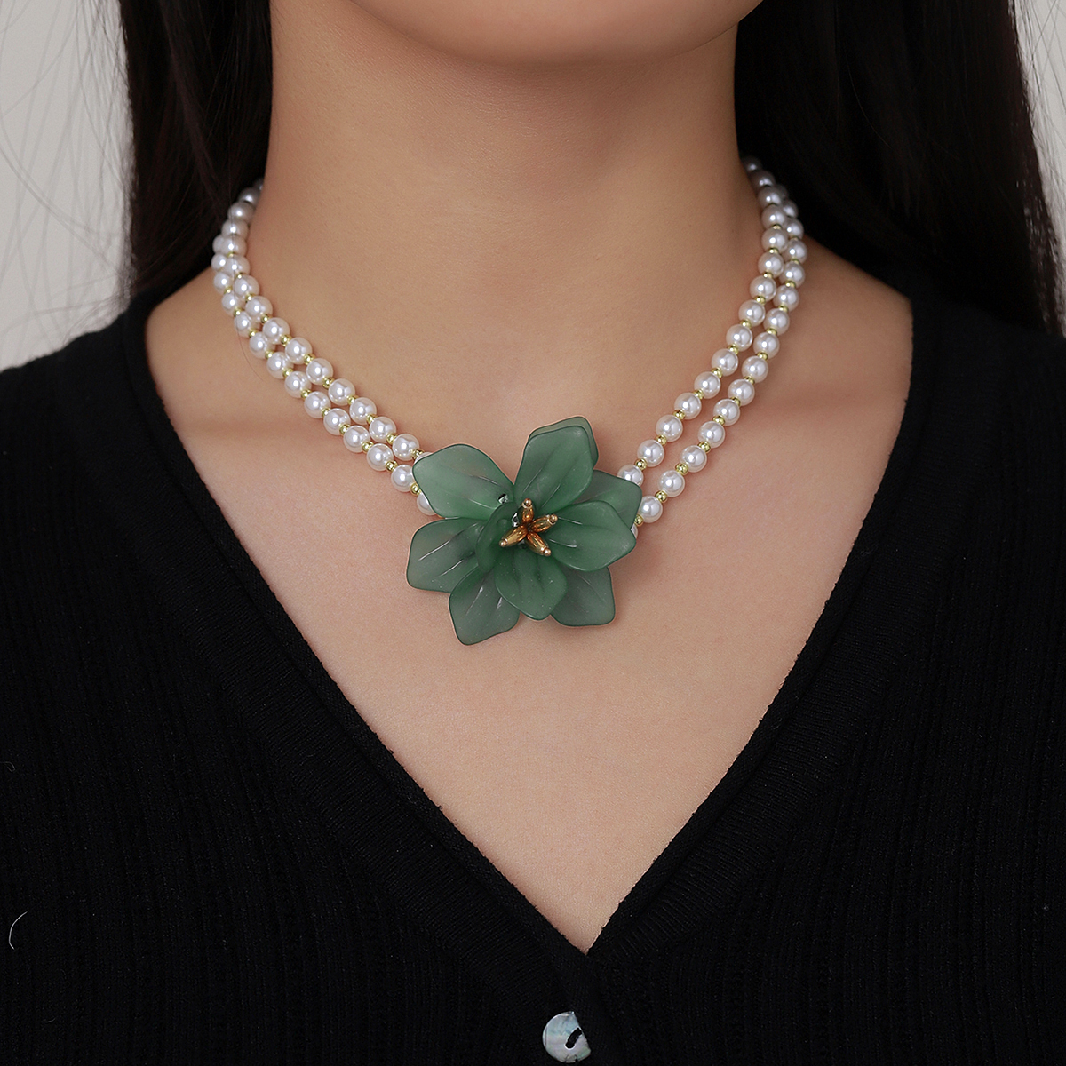 IG-Stil Süss Blume Imitationsperle Perlen Frau Halskette display picture 7
