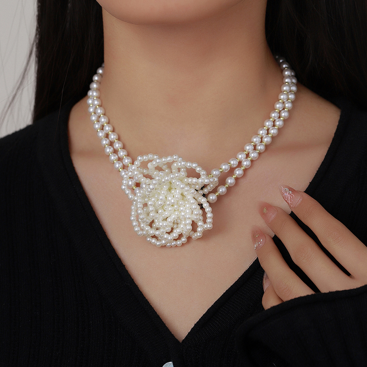 Style IG Sucré Fleur Perle D'Imitation Perlé Femmes Collier display picture 5