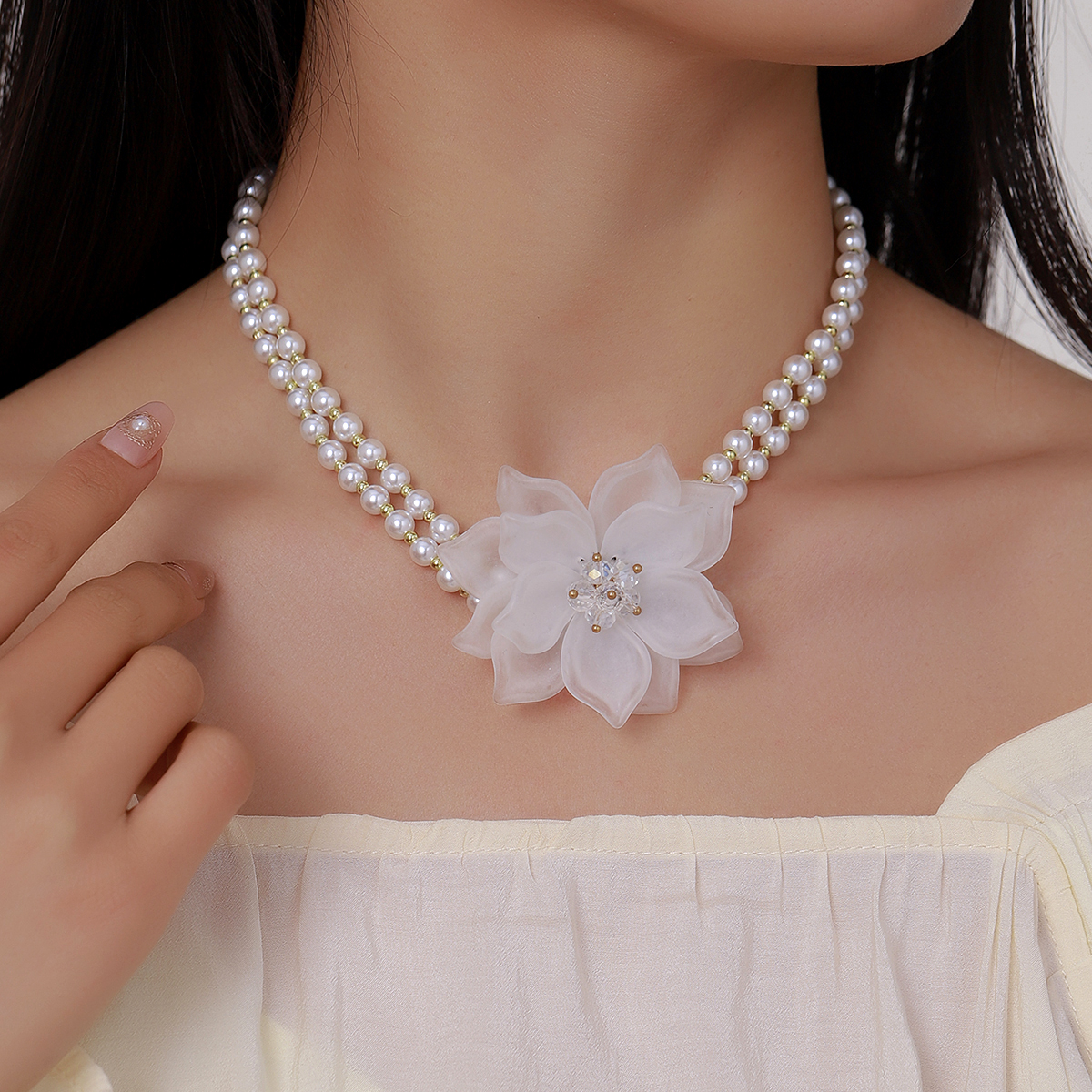 IG Style Sweet Flower Imitation Pearl Beaded Women's Necklace display picture 6