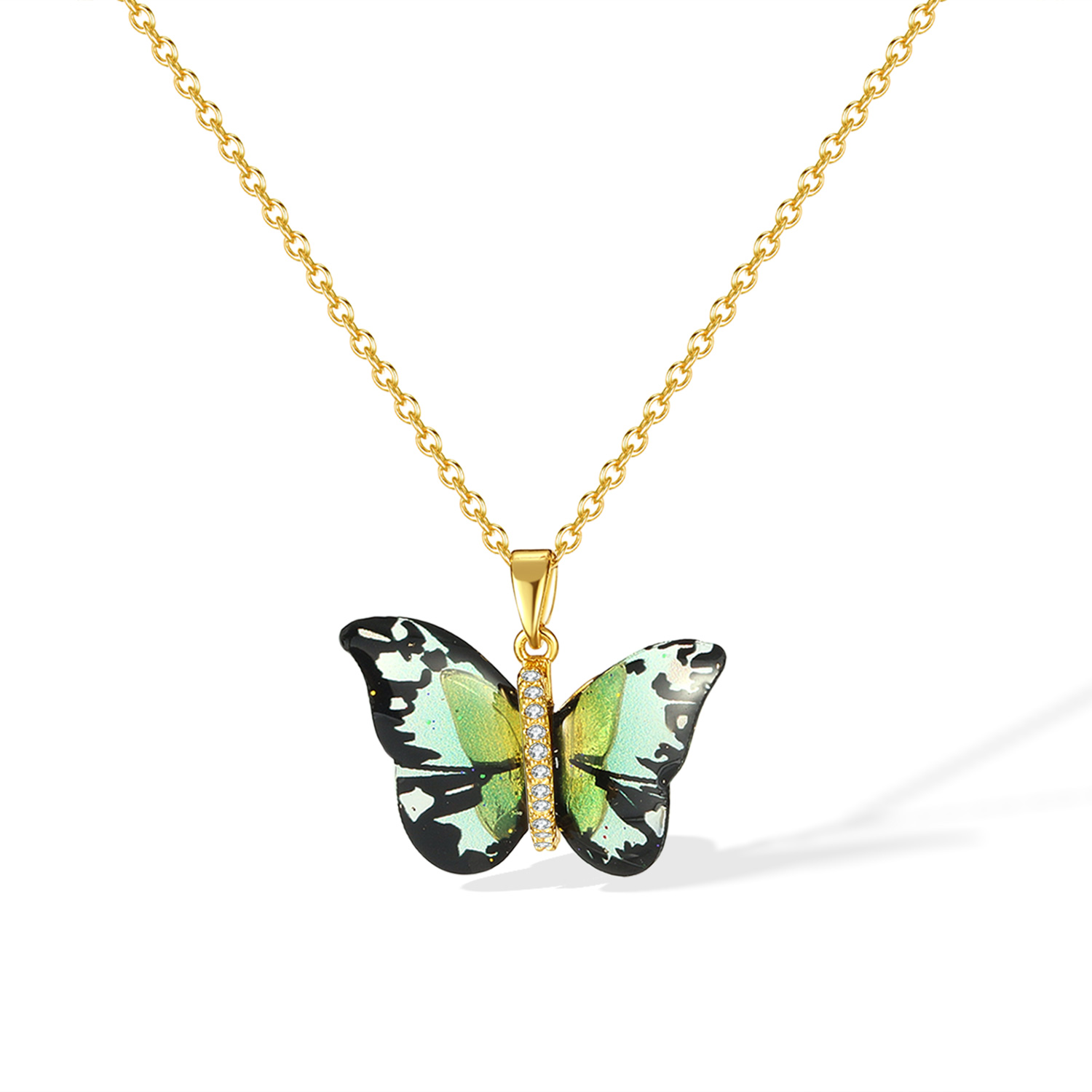 IG Style Sweet Butterfly 304 Stainless Steel Plastic Copper Inlay Women's Pendant Necklace display picture 13