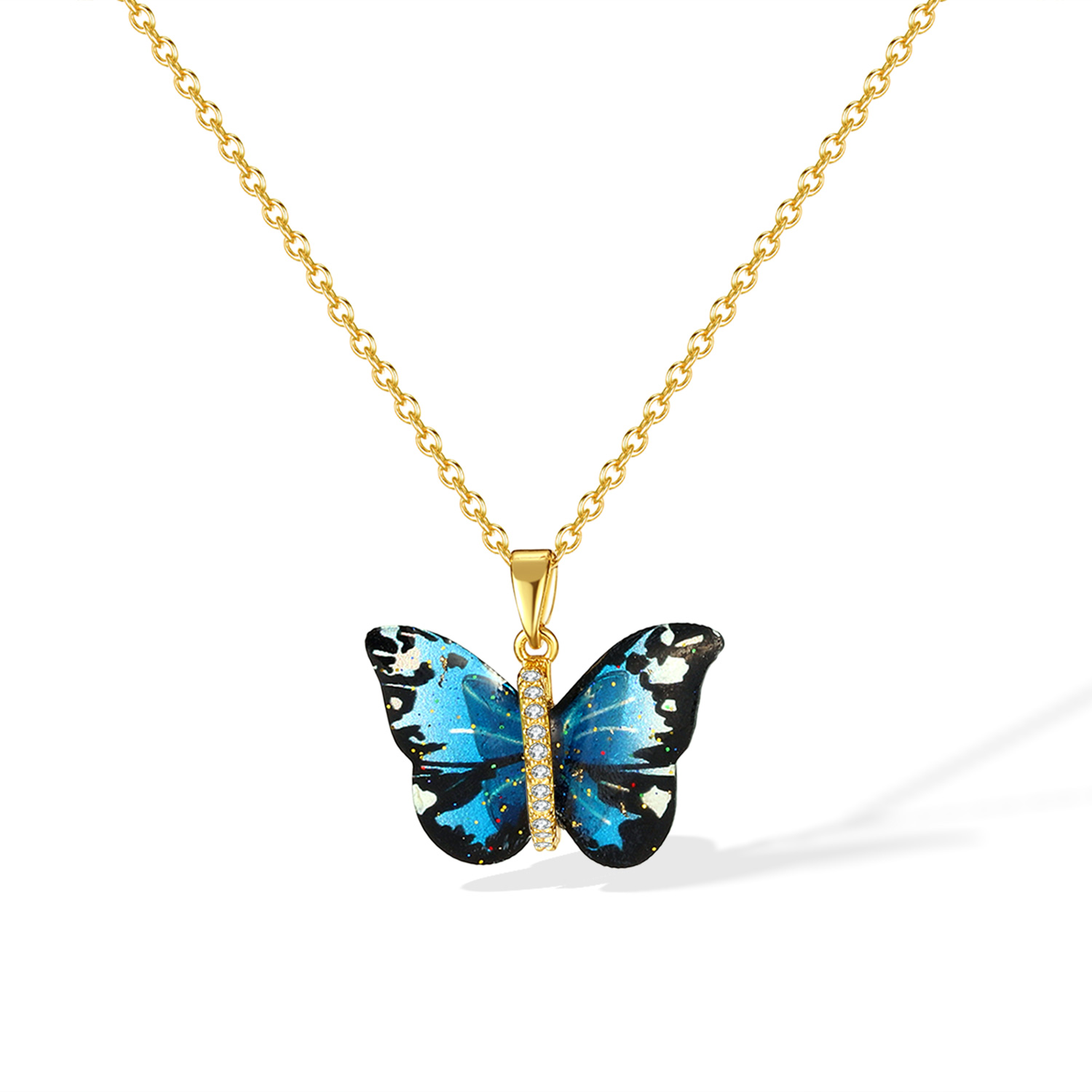 IG Style Sweet Butterfly 304 Stainless Steel Plastic Copper Inlay Women's Pendant Necklace display picture 12