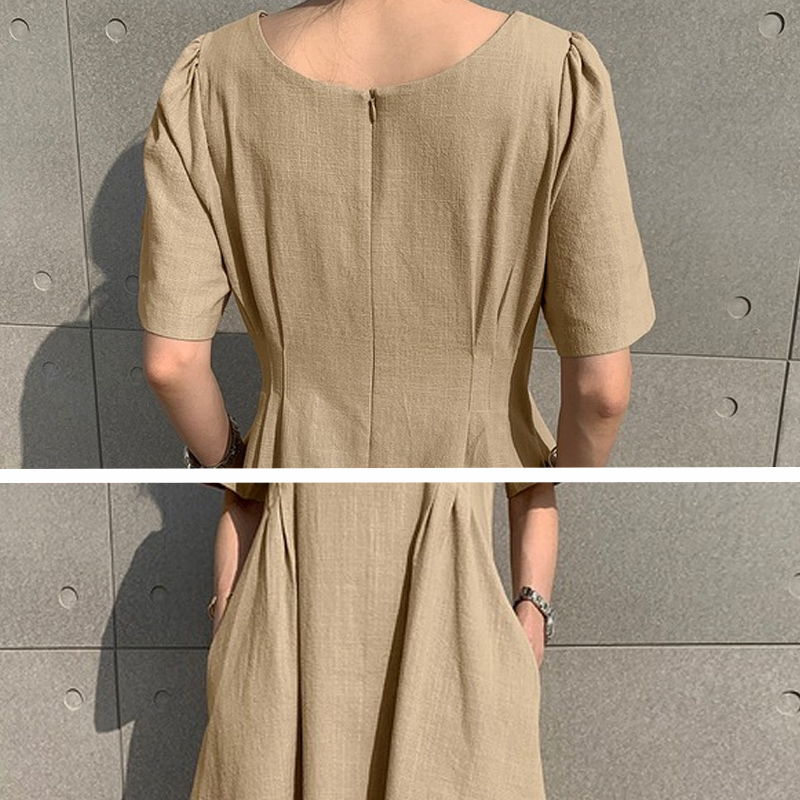 Frau Normales Kleid Einfacher Stil V-Ausschnitt Kurzarm Einfarbig Midi-Kleid Ferien Täglich display picture 4