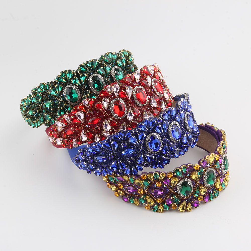 Women's Simple Style Color Block Rhinestone Inlay Rhinestones Hair Band display picture 1