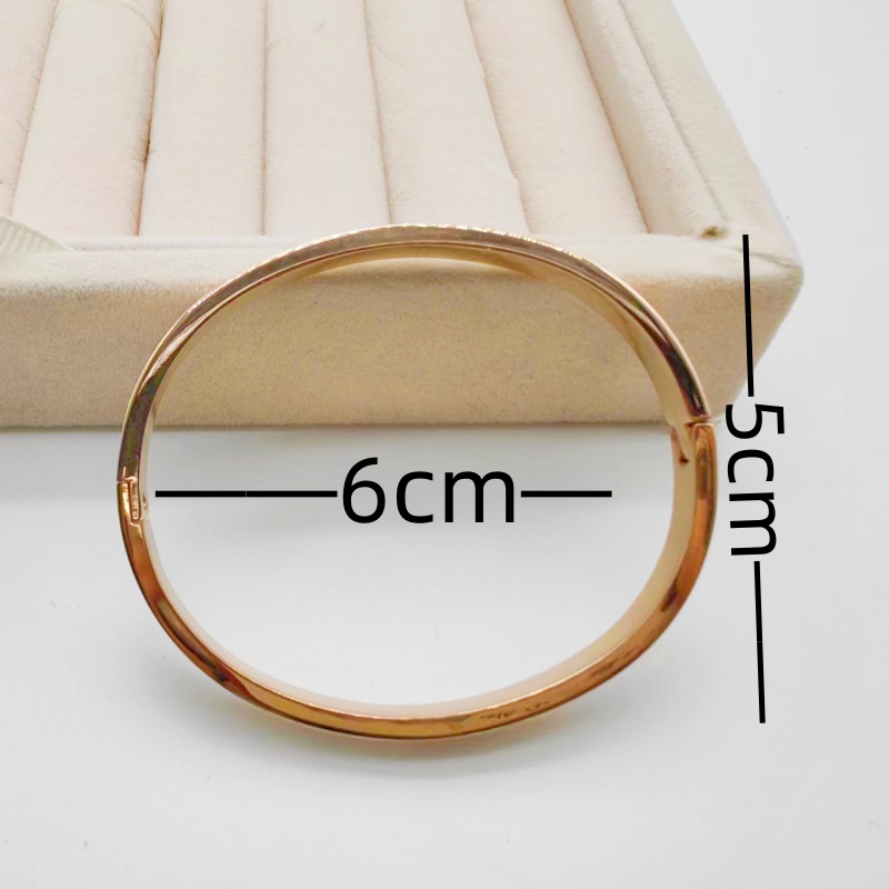 Elegant Simple Style Classic Style Round 304 Stainless Steel Rose Gold Plated Rhinestones Bangle In Bulk display picture 2