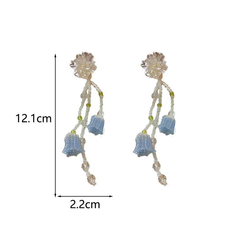 1 Pair Elegant Sweet Flower Beaded Seed Bead Drop Earrings display picture 1