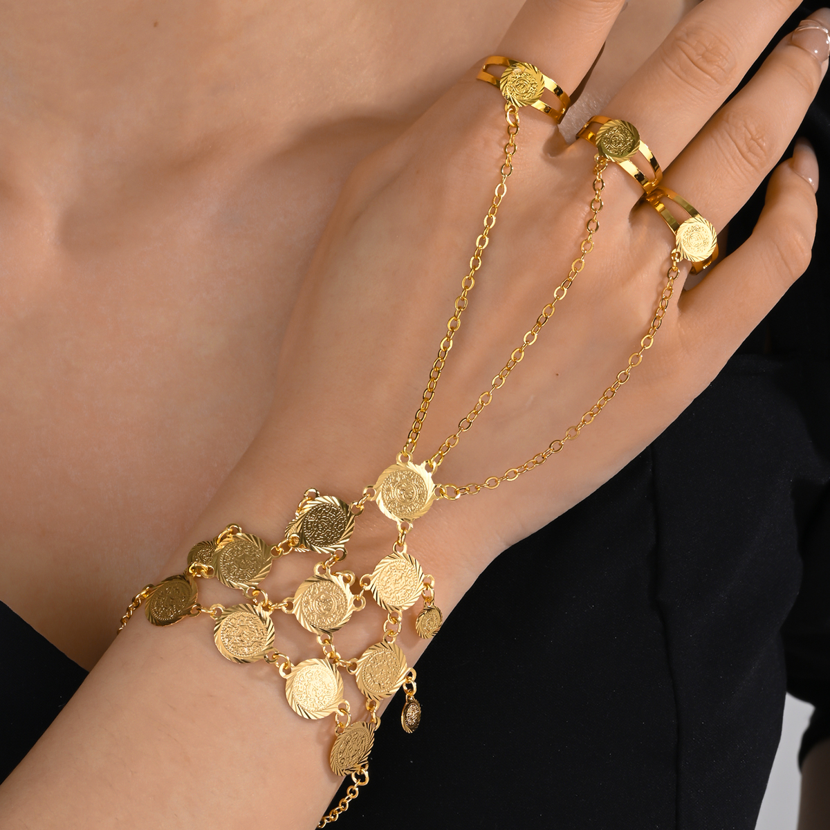 Kupfer 18 Karat Vergoldet Einfacher Stil Klassischer Stil Überzug Münze Armbänder Halskette display picture 8