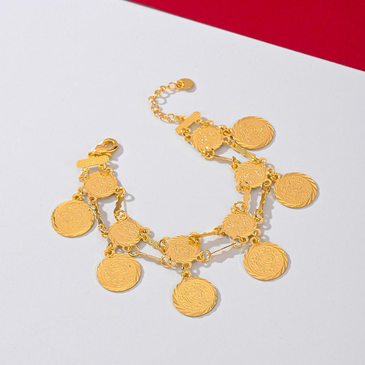 Kupfer 18 Karat Vergoldet Einfacher Stil Klassischer Stil Überzug Münze Armbänder Halskette display picture 7