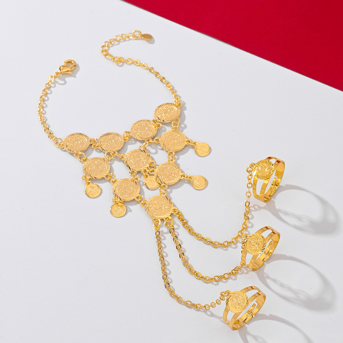 Kupfer 18 Karat Vergoldet Einfacher Stil Klassischer Stil Überzug Münze Armbänder Halskette display picture 10