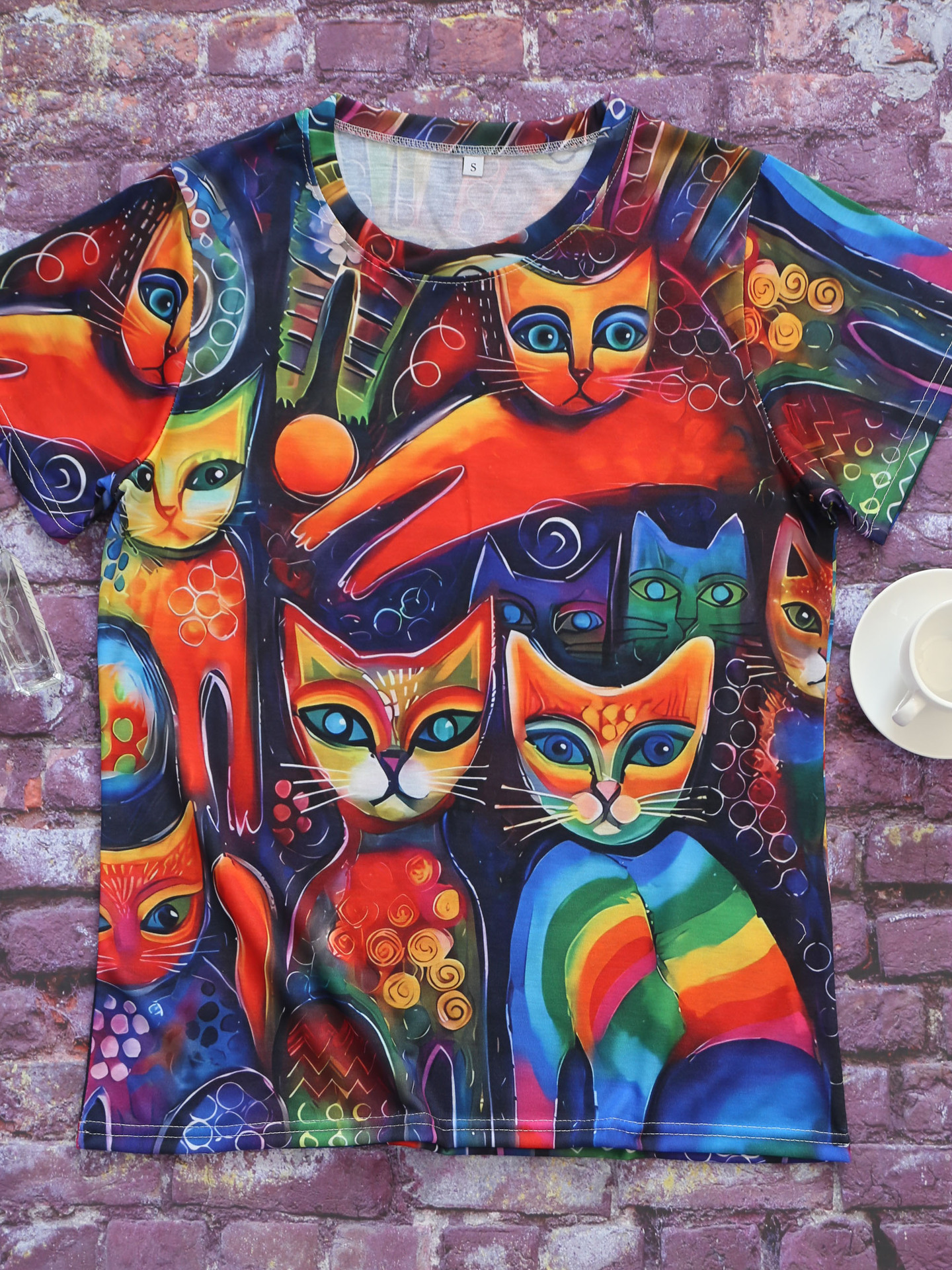 Frau T-Shirt Kurzarm T-Shirts Einfacher Stil Katze display picture 2