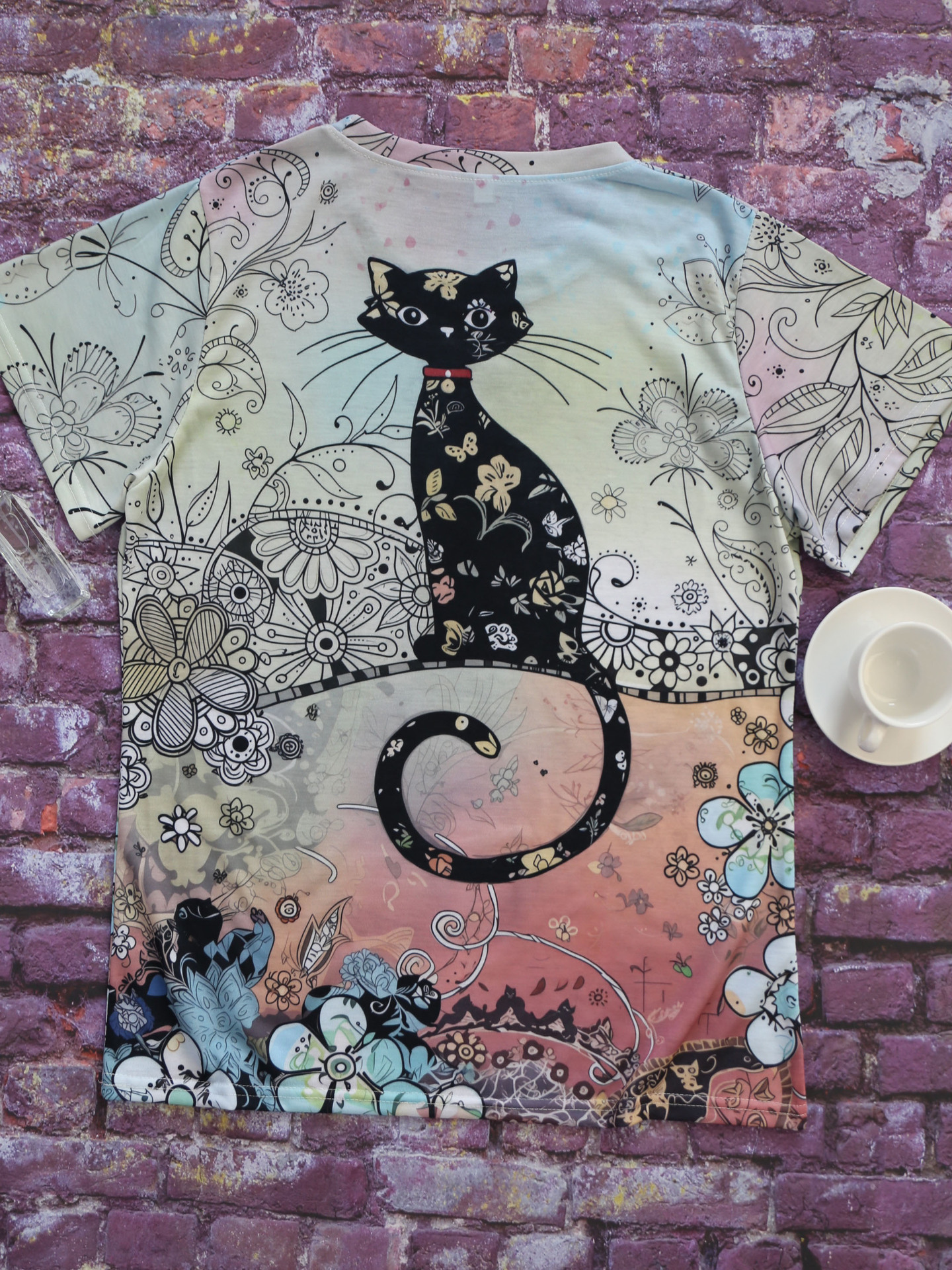 Frau T-Shirt Kurzarm T-Shirts Einfacher Stil Katze display picture 7