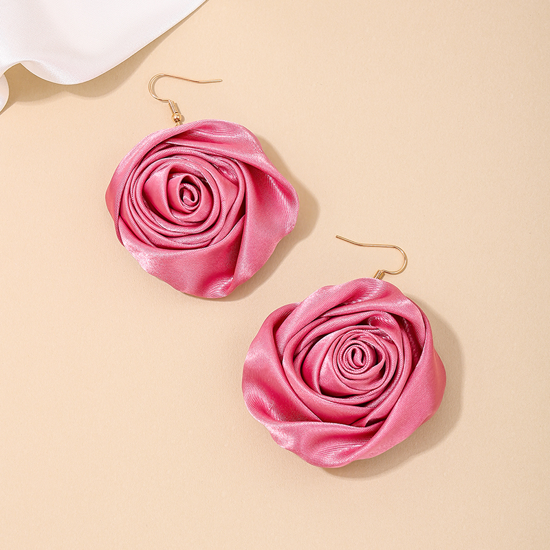 1 Paire Sucré Style Simple Fleur Chiffon Boucles D'oreilles display picture 4