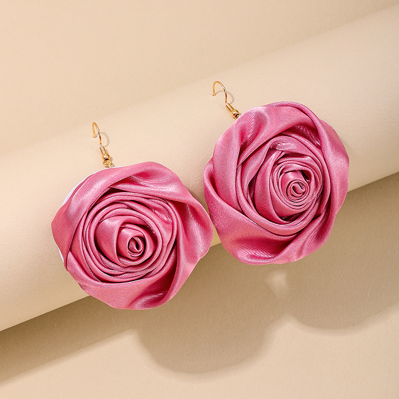 1 Pair Sweet Simple Style Flower Cloth Drop Earrings display picture 1
