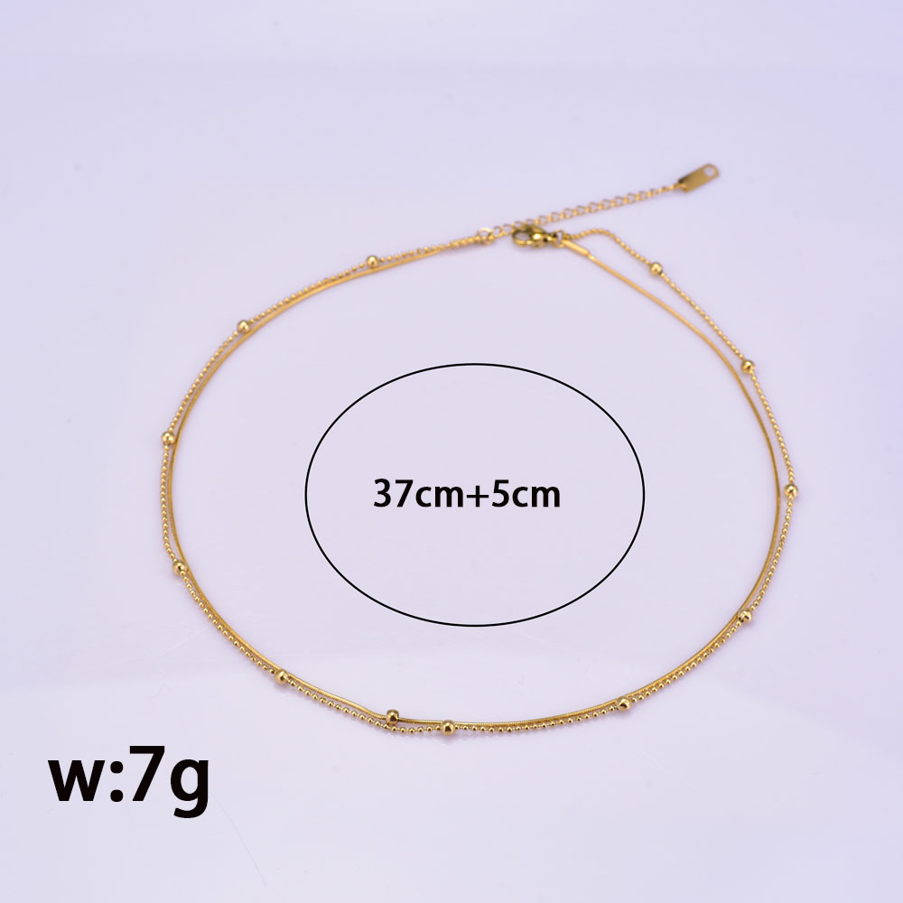 Titanium Steel 18K Gold Plated Elegant Simple Style Plating Solid Color Double Layer Necklaces display picture 8