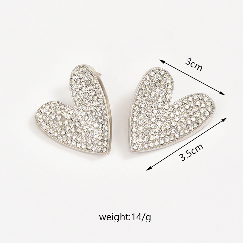 1 Pair Lady Modern Style Sweet Heart Shape Inlay Alloy Rhinestones Ear Studs display picture 2