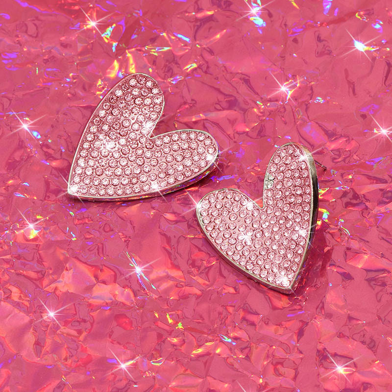 1 Pair Lady Modern Style Sweet Heart Shape Inlay Alloy Rhinestones Ear Studs display picture 4