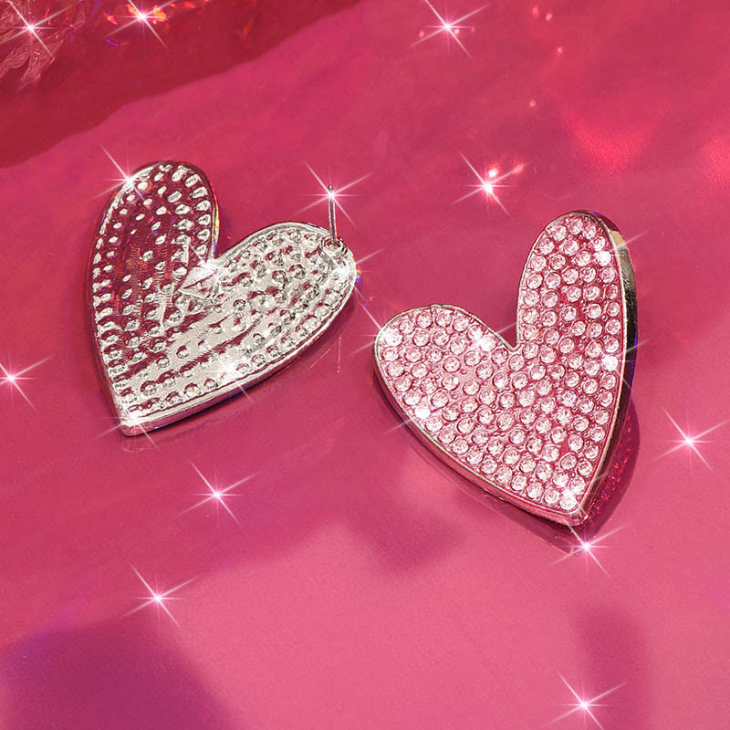 1 Pair Lady Modern Style Sweet Heart Shape Inlay Alloy Rhinestones Ear Studs display picture 6
