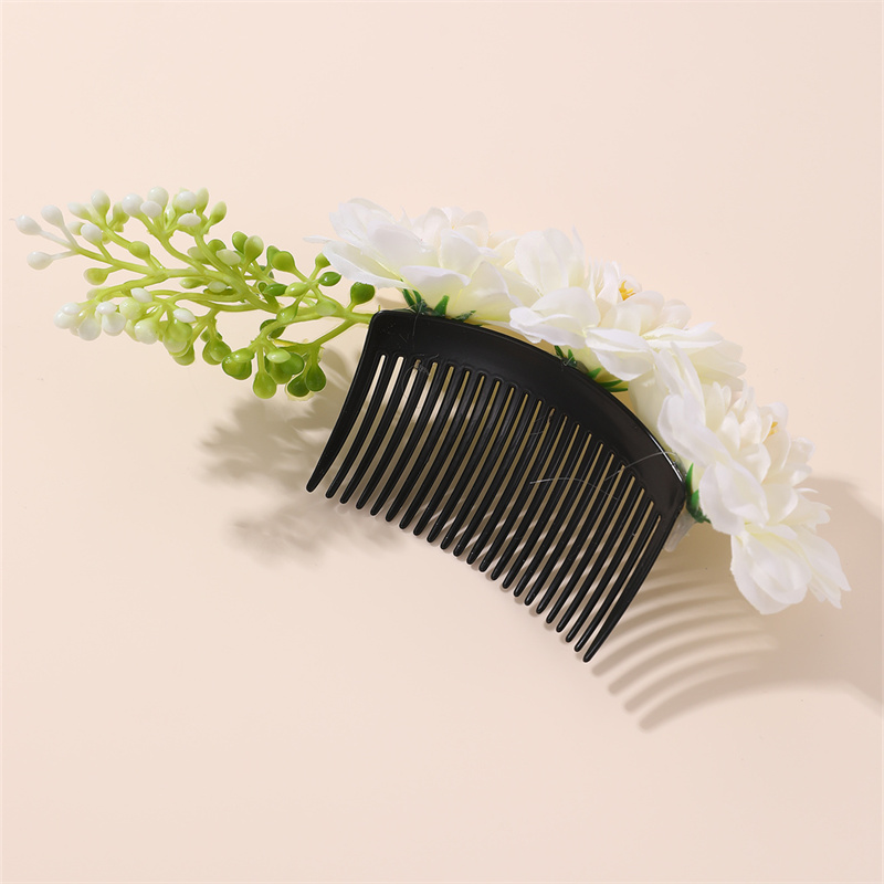 Women's IG Style Pastoral Flower Plastic Cloth Insert Comb display picture 1