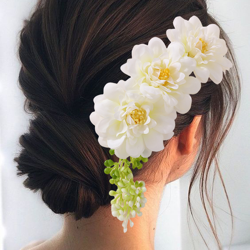 Women's IG Style Pastoral Flower Plastic Cloth Insert Comb display picture 3
