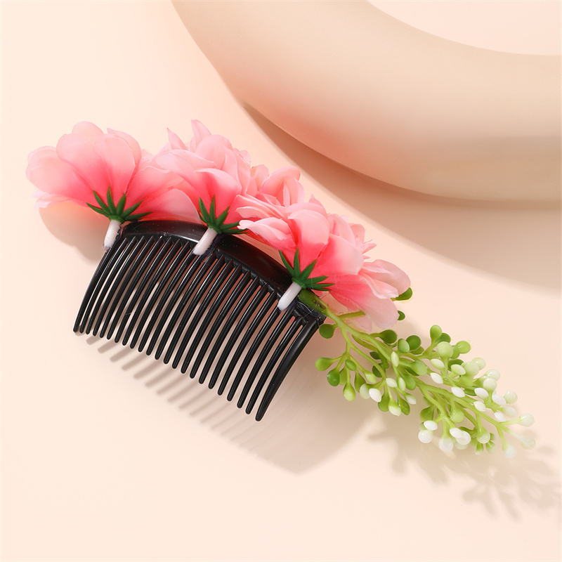 Women's IG Style Pastoral Flower Plastic Cloth Insert Comb display picture 8
