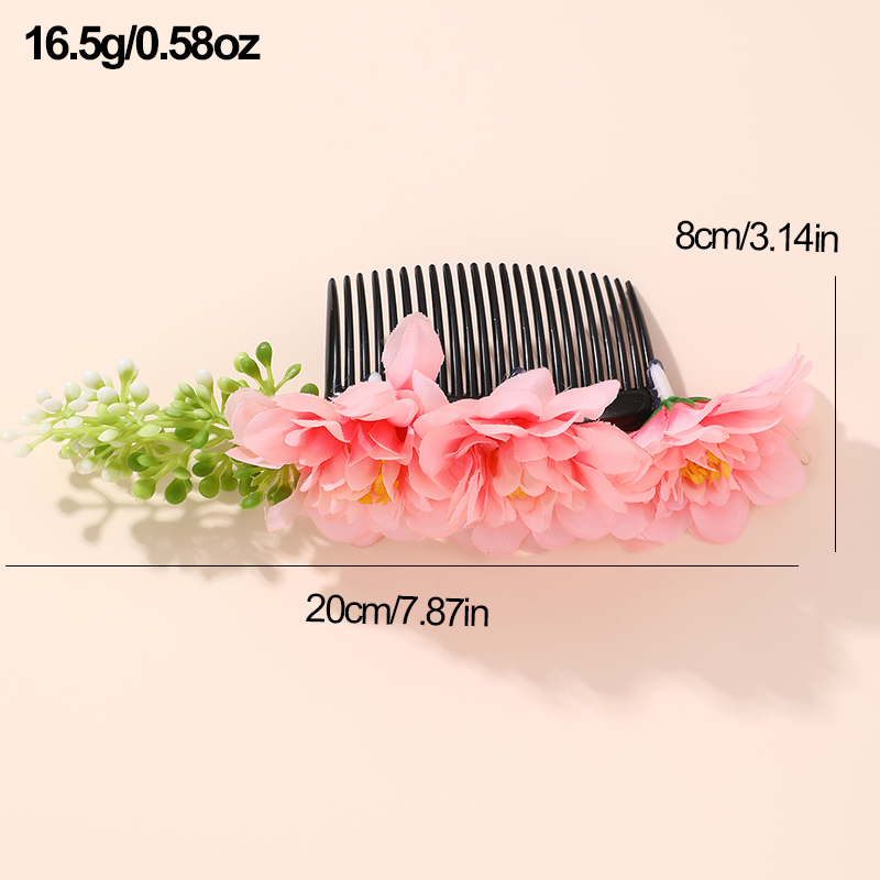 Women's IG Style Pastoral Flower Plastic Cloth Insert Comb display picture 9
