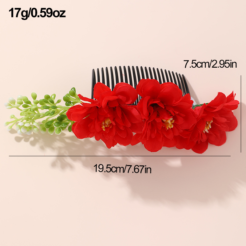 Women's IG Style Pastoral Flower Plastic Cloth Insert Comb display picture 16
