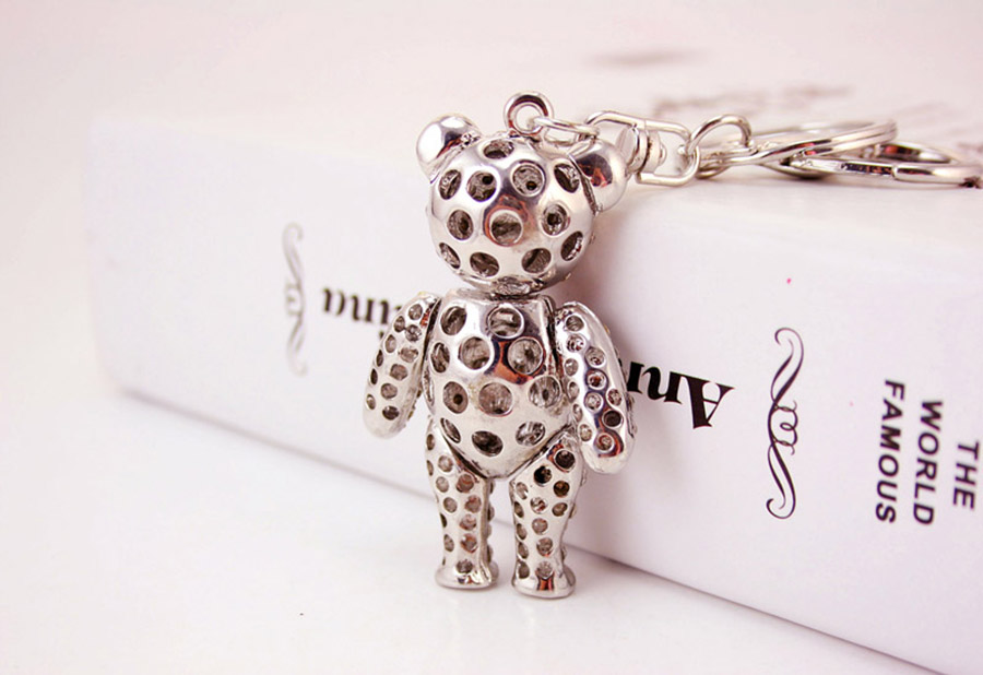 Cute Sweet Bear Heart Shape Zinc Alloy Plating Inlay Rhinestones Unisex Bag Pendant Keychain display picture 5