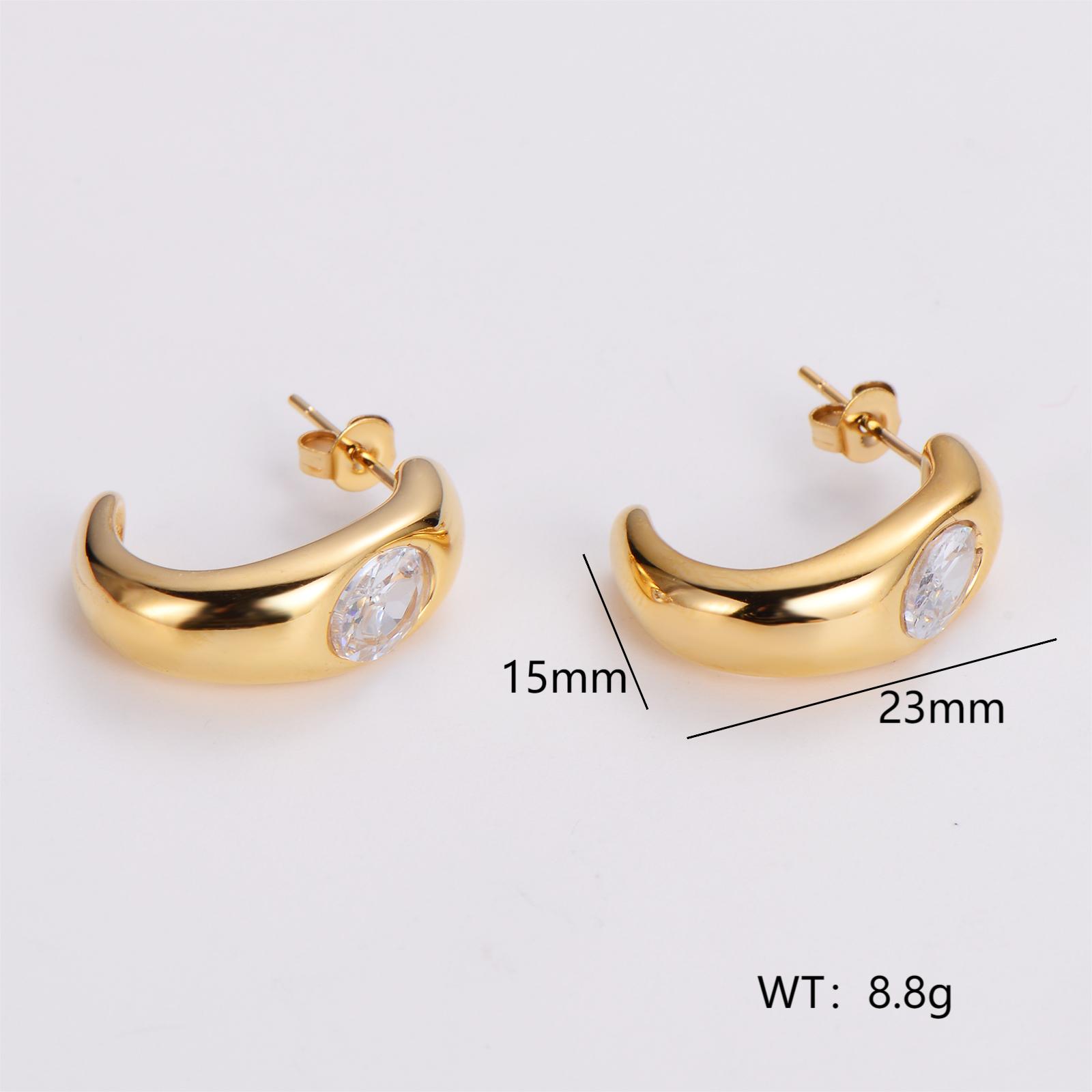 1 Pair IG Style Simple Style Geometric Inlay 304 Stainless Steel Artificial Pearls Rhinestones 18K Gold Plated Earrings Ear Studs display picture 1