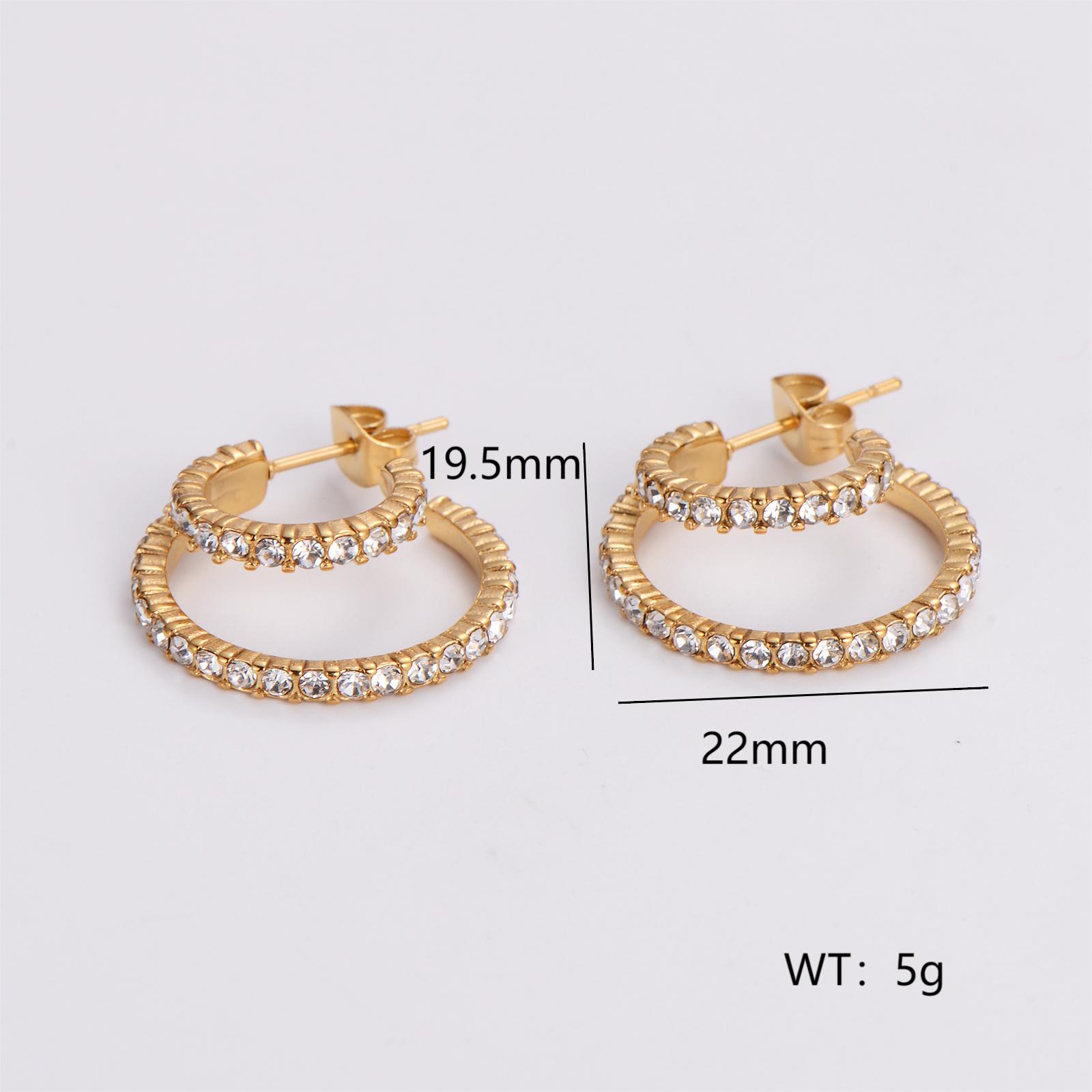 1 Pair IG Style Simple Style Geometric Inlay 304 Stainless Steel Artificial Pearls Rhinestones 18K Gold Plated Earrings Ear Studs display picture 4