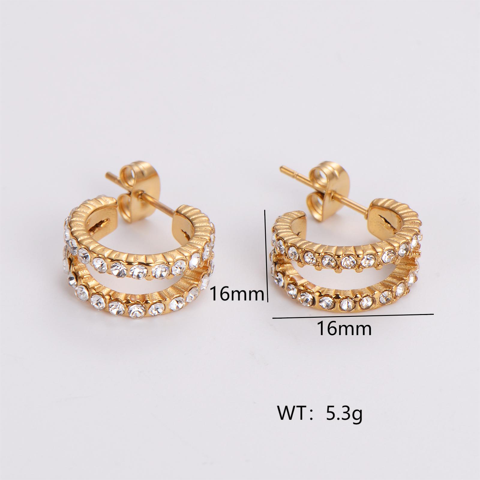 1 Pair IG Style Simple Style Geometric Inlay 304 Stainless Steel Artificial Pearls Rhinestones 18K Gold Plated Earrings Ear Studs display picture 5