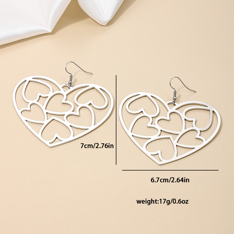 1 Piece Simple Style Classic Style Heart Shape Hollow Out Zinc Alloy Drop Earrings display picture 5