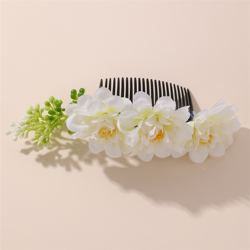 Women's IG Style Pastoral Flower Plastic Cloth Insert Comb display picture 6