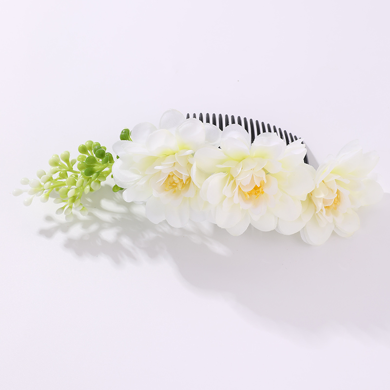 Women's IG Style Pastoral Flower Plastic Cloth Insert Comb display picture 4