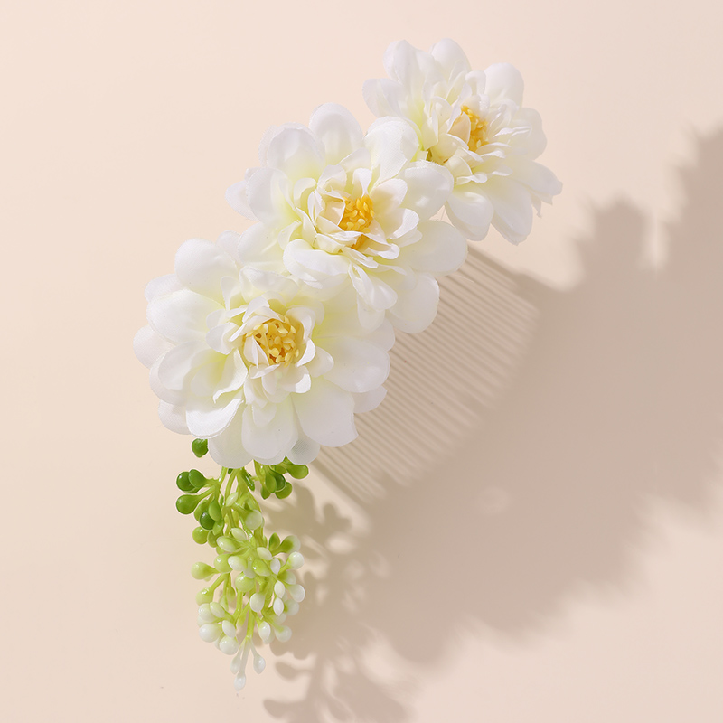 Women's IG Style Pastoral Flower Plastic Cloth Insert Comb display picture 7