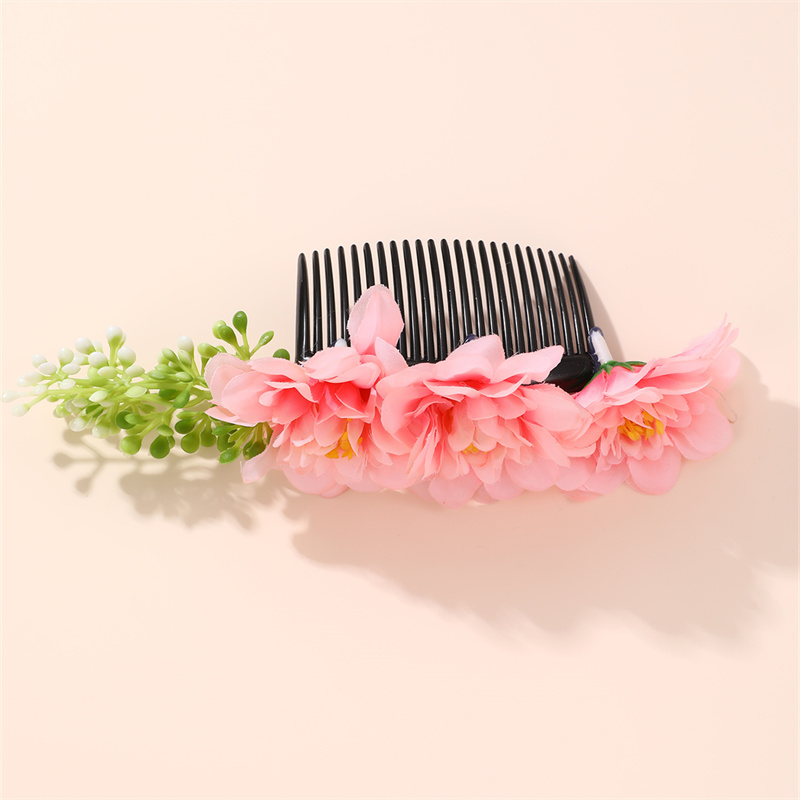 Women's IG Style Pastoral Flower Plastic Cloth Insert Comb display picture 11