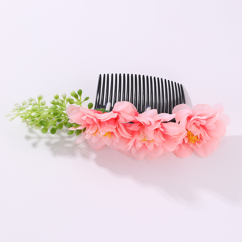 Women's IG Style Pastoral Flower Plastic Cloth Insert Comb display picture 13