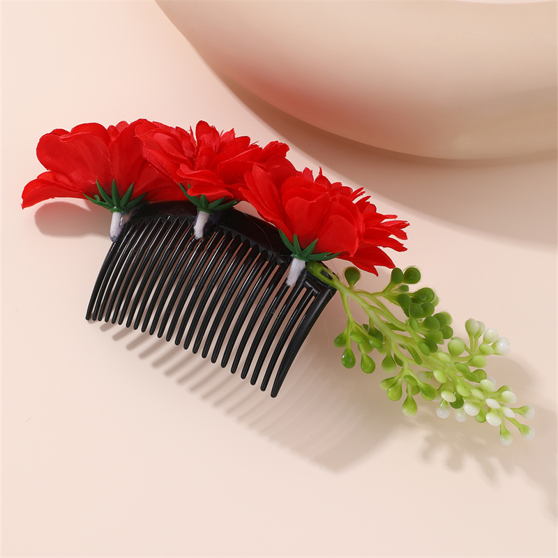 Women's IG Style Pastoral Flower Plastic Cloth Insert Comb display picture 18