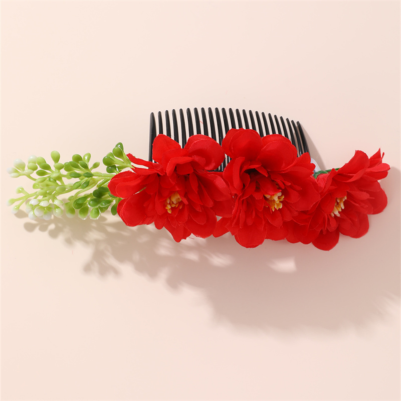 Women's IG Style Pastoral Flower Plastic Cloth Insert Comb display picture 20
