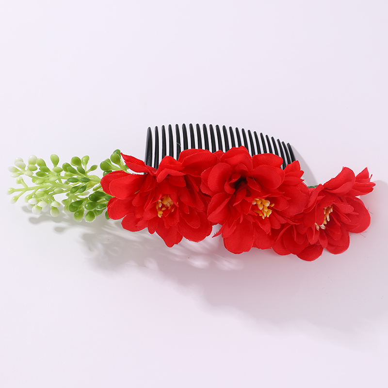 Women's IG Style Pastoral Flower Plastic Cloth Insert Comb display picture 21