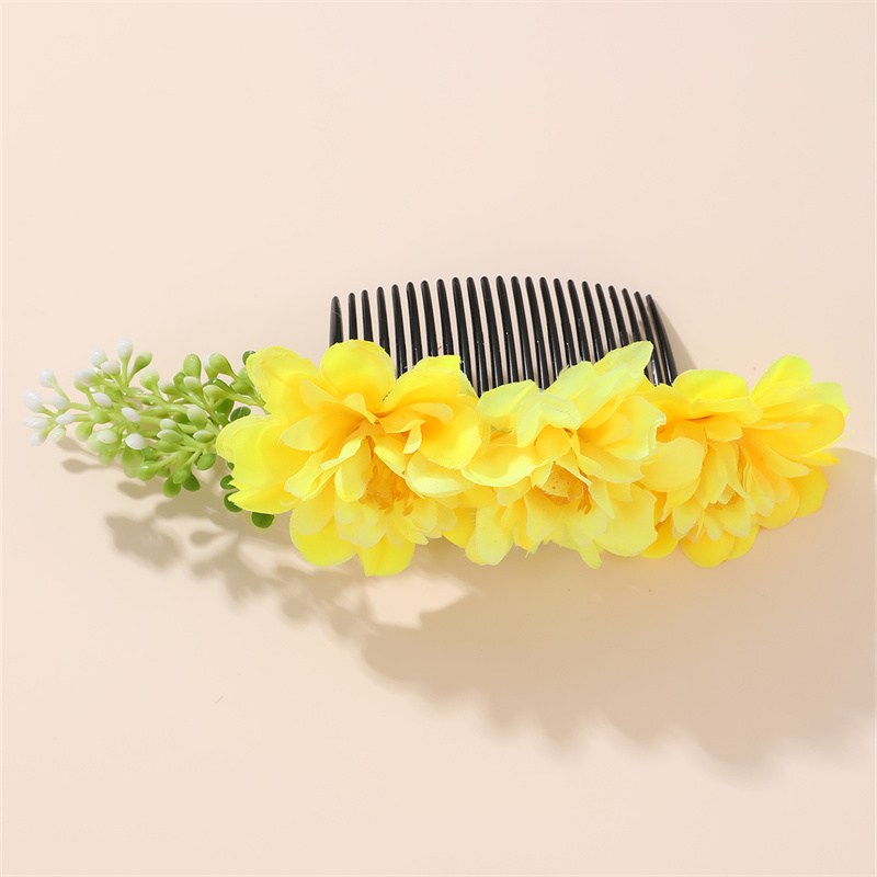 Women's IG Style Pastoral Flower Plastic Cloth Insert Comb display picture 22