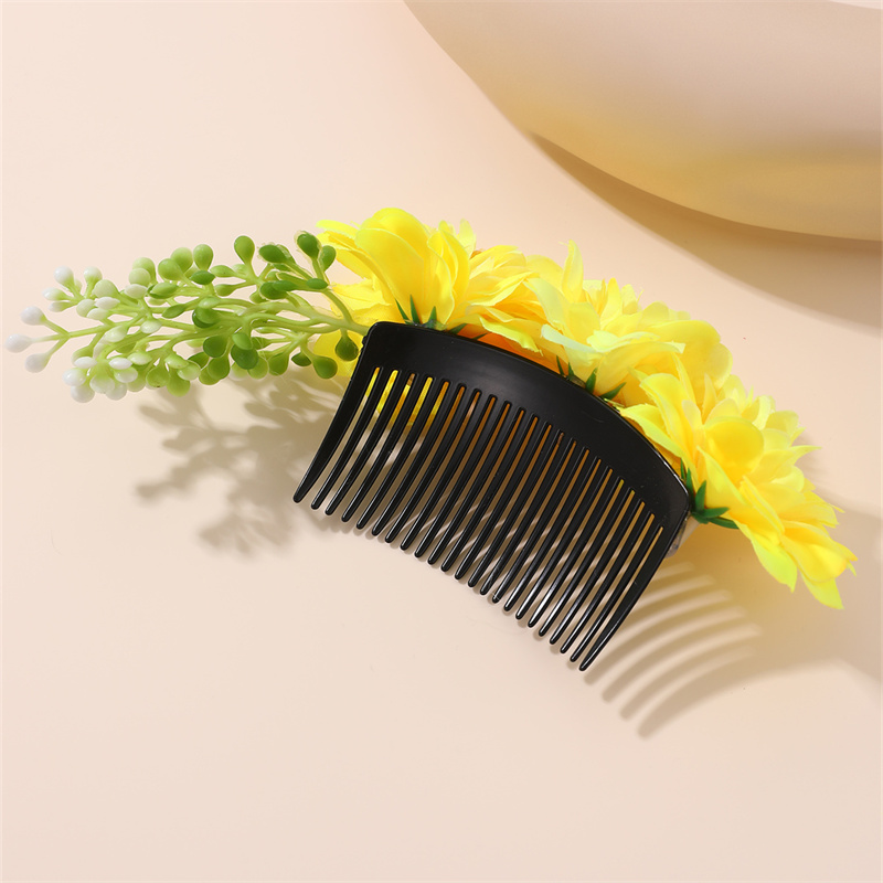 Women's IG Style Pastoral Flower Plastic Cloth Insert Comb display picture 23