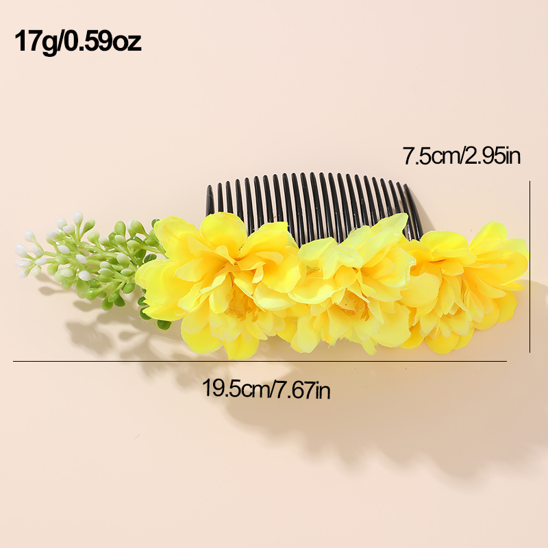 Women's IG Style Pastoral Flower Plastic Cloth Insert Comb display picture 24