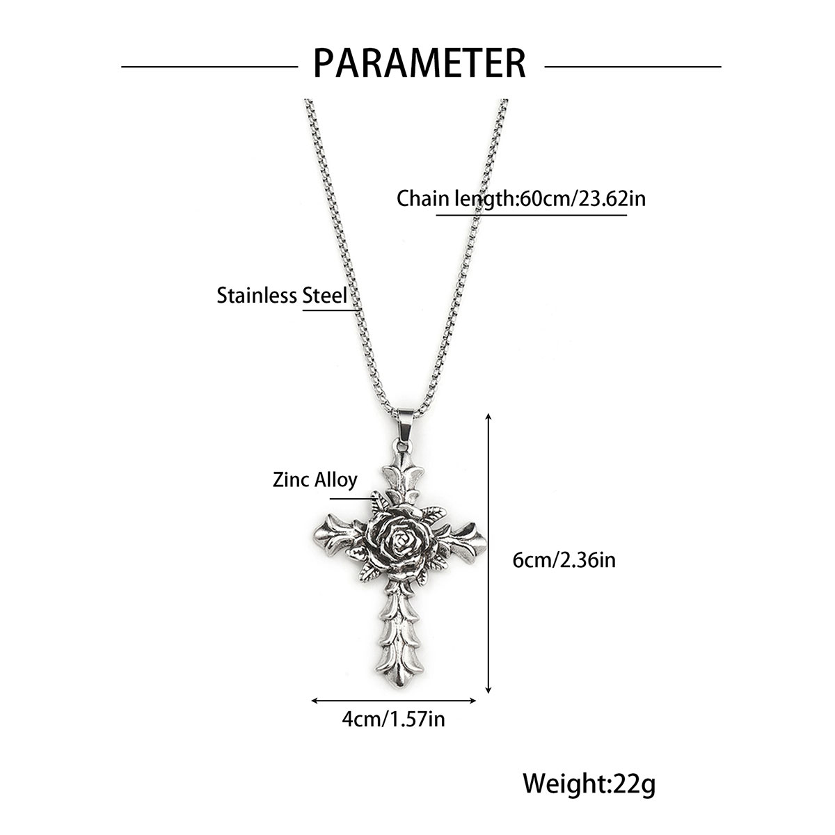 Hip-Hop Cross Wings Angel Zinc Alloy Inlay Plating Zircon Unisex Pendant Necklace display picture 10