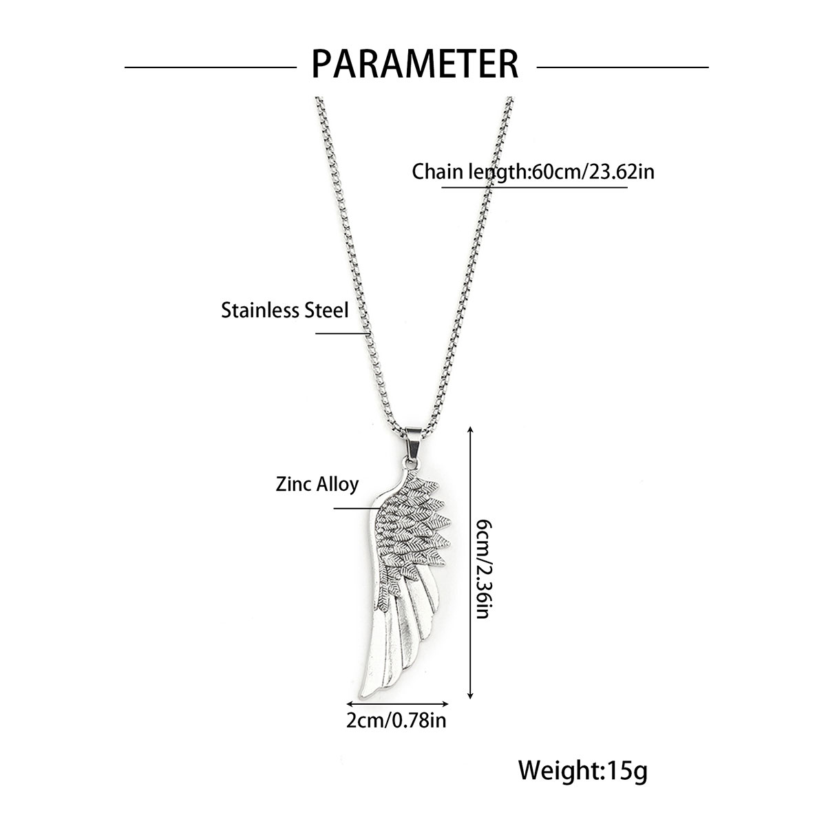 Hip-Hop Cross Wings Angel Zinc Alloy Inlay Plating Zircon Unisex Pendant Necklace display picture 15