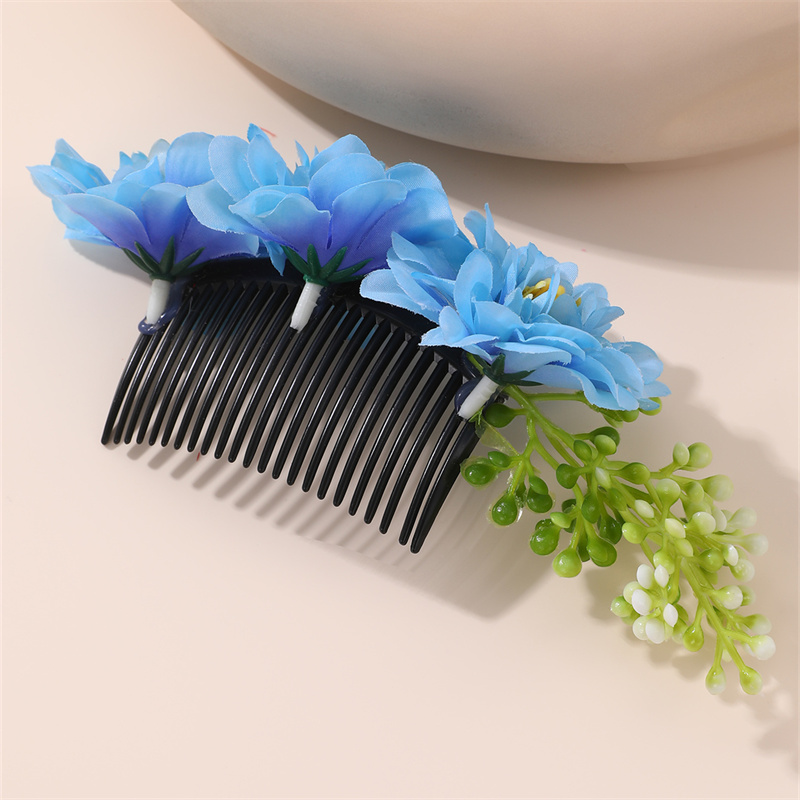 Women's IG Style Pastoral Flower Plastic Cloth Insert Comb display picture 26