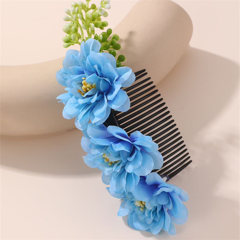 Women's IG Style Pastoral Flower Plastic Cloth Insert Comb display picture 27