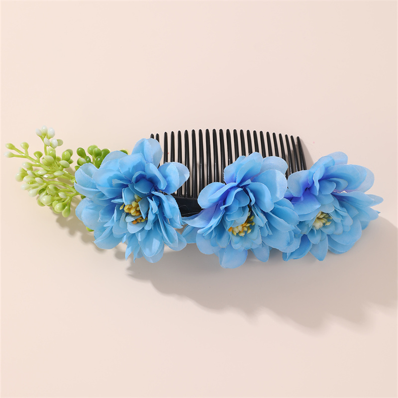 Women's IG Style Pastoral Flower Plastic Cloth Insert Comb display picture 28
