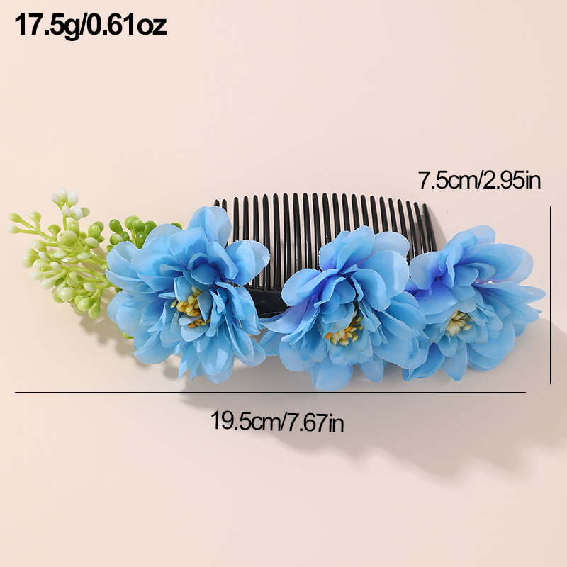 Women's IG Style Pastoral Flower Plastic Cloth Insert Comb display picture 31